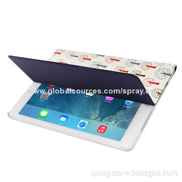 Two-side PU Leather Stand Folio Back Cover for iPad Air with 6 Slots Inside